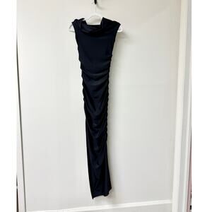 All My Love Sleeveless Cowl Neck Ruched Bodycon Maxi Dress Black Women's Size XS
